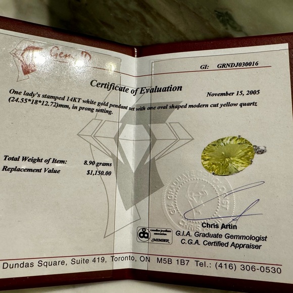 Oval shaped Modern Cut Yellow Quartz Necklace - Picture 5 of 10